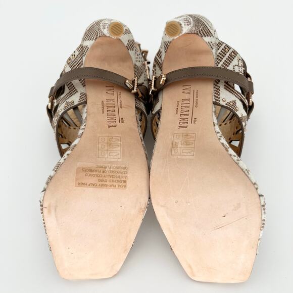 IVY KIRZHNER Valentin Studded Cutout Calf Hair Sandals US 10 Ankle Strap Heels - Picture 10 of 13